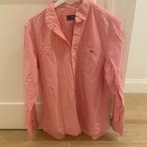 Vineyard Vines Coral Checkered Shirt